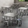 Mesa cuadrada plegable de acero inoxidable para uso comercial y doméstico, adecuada para propiedades de alquiler, escuelas y lugares de trabajo, conveniente y fácil de almacenar y portátil