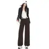 Venta Directa de Fábrica Jeans Marrones de Pierna Curva para Mujer Otoño/Invierno 2026 Diseño Holgado con Sentido del Estilo Pantalones de Pierna Ancha para Alargar la Figura