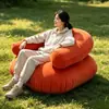 Sofá inflable esférico en forma de U para una persona, de uso casual, con tela aterciopelada, reposabrazos y respaldo reclinable, adecuado para uso en exteriores y plegable