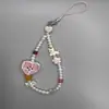 Cordão Original Fofo de Botão Xadrez Coração Cachorro West Highland Beaded para Celular Corda de Câmera Ccd Menina Nicho
