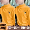 Y2280# camiseta de base para meninos outono e inverno nova camiseta infantil de manga comprida com forro de fleece camiseta de veludo para crianças maiores de inverno com gola alta