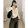 Suéter Vermelho de Gola Polo Grossa Estilo Japonês para Mulheres, Tricô Novo Outono e Inverno com Gola Reversível, Top Casual