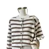 Nuevo cárdigan de punto casual de estilo coreano para mujer, de bloque de color a rayas, para principios de otoño, holgado y adelgazante, abrigo suéter suave y acogedor