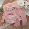 Conjunto infantil de manga longa estilo coreano novo de primavera suéter de coelho com fita para crianças moda de rua estilo ocidental para meninas