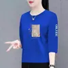 Ropa para mujer para madres, de mediana edad, comercio exterior transfronterizo, camiseta de manga tres cuartos, corte holgado, talla grande, camiseta de manga corta, top, camiseta básica