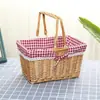 Cesta de Piquenique Rústica Personalizada de Grande Capacidade com Forro Portátil para Piquenique ao Ar Livre Cesta de Piquenique Tecida à Mão em Rattan