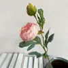 Cabeza de Flor de Peonía Artificial con Bordes Quemados, Lujoso Adorno de Flor de Peonía para Decoración de Sala de Estar Ramo, Nueva Flor Artificial de Peonía