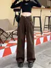 Jeans de Pierna Ancha Gris Cemento Vintage para Mujer Otoño e Invierno Adelgazantes Sueltos Cintura Alta Pantalones Rectos Hasta el Suelo Talla Grande Forrados de Polar