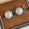 Pendientes de botón S999 Plata Pura Sangre Azul con Luz Fría Iridiscente Perla Blanca Australiana para Mujer Sin Lóbulo Perforado, Pendientes de Clip con un Toque de Lujo de Alta Gama