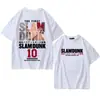 Camiseta de manga curta com estampa de flor de cerejeira e letra Slam Dunk 2023, verão, anime estampado, meia manga