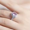Zhen Rong desea el mejor anillo en forma de huevo de diamante de cristal rosa vendido en Europa y América, joyería de compromiso con circonita rosa para mujeres.