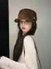 Boina plissada preta estilo Yamamoto japonês para mulheres, outono e inverno, chapéu equestre que afina o rosto, chapéu octogonal vintage em formato de nuvem