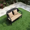 Sofá de Ratán para Exteriores Patio Balcón Terraza al Aire Libre Sala de Estar Villa Silla Doble de Ratán Protección Solar Impermeable Muebles de Ocio