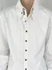 Camisa de Manga Larga con Cuello Campana a Rayas Cleanfit para Hombre, Corte Holgado, Versátil, Casual, Para el Trabajo, Hombro Normal, Camisa con Diseño de Botones