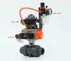 Válvula de Esfera Pneumática de Dupla União em UPVC Padrão Nacional Grau Químico Interruptor de Válvula Plástica de Dupla União Atuador de Ação Simples/Dupla