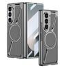Funda para teléfono móvil Samsung Fold6 con revestimiento de fibra de carbono, cuero liso, en forma de Z, carga inalámbrica magnética, ultrafina, anticaídas