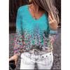 Desejo Amazon Europeu e Americano Comércio Exterior Transfronteiriço Camiseta Feminina 2021 Outono e Inverno Estampada Floral de Manga Longa para Mulheres