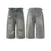 Shorts Frescos de Moda High Street Estilo Hong Kong Verano Nuevo para Hombre 2025 Jeans Personalizados con Letras Hip-Hop Ins Tendencia