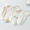 Novas meias finas de malha respirável para verão feminino, cano curto, meias de barco rasas fofas de desenho animado japonês, primeira geração de cabelo