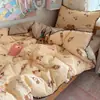 Conjunto de três peças de gaze bolha Classe A para dormitório estudantil com fronha de borda festonada, conjunto de quatro peças de roupa de cama para volta às aulas com lençol e capa de edredom