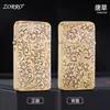ZORRO ZC11 Original Cobre Tallado a Mano Ultra Delgado Portátil Regalo Encendedor de Queroseno a Prueba de Viento con Rueda de Amoladora