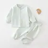 Conjunto de roupa íntima térmica para bebê para outono e inverno, camada base de cintura alta que protege a barriga para meninos e meninas, conjunto separado de blusa e calça, roupas de outono para bebê e calças