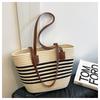 Cor Contrastante Tecido Bolsa Feminina 2024 Primavera e Verão Nova Chegada Estilo Ocidental Estilo Pastoral Cesta de Vegetais Bolsa Tira Estilo Francês Balde Bolsa