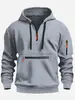 Suéter con capucha cálido de forro polar para hombre, de moda deportiva casual, con cremallera y múltiples bolsillos, nuevo de Amazon para otoño e invierno, transfronterizo