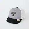 Boné de baseball infantil com aba macia e tela, com design estiloso de bordado de letras, chapéu de sol diário estilo coreano para bebês