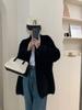Abrigo de suéter de terciopelo rosa de visón para mujer otoño e invierno 2023 Nuevo cárdigan de punto holgado de longitud media de estilo suave