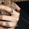 Anillo de lazo con flor hueca para mujer, estilo vintage, de plata S925, elegante, dulce, abierto, para dedo.
