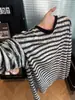 Camiseta Rayada Retro Nueva de Moda para Hombre, Sensación de Diseñador, Holgada, Relajada, Sensación de Pereza, Versátil Casual Top de Manga Larga