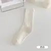 Meias de Algodão Puro para Mulheres, Sem Costura, Resistentes a Odores, Absorventes de Suor, Antibacterianas, Estilo Primavera/Outono, Versáteis, Meias Largas, Branco, Preto, Meias 3/4