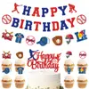Conjunto de decoração de festa de aniversário com tema de beisebol para esportes novos transfronteiriços, bandeira de aniversário de beisebol, enfeite de bolo