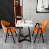 Mesa y sillas de reunión de estilo nórdico, moda italiana, lujo ligero; mesa de recepción y negociación de negocios de alta gama, mesa de ocio para patio