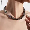 Collar de Perlas Negras Tahitianas Ni Ni Mismo Estilo Luz Fuerte Lujo Accesible Cadena de Suéter Laguna Collar Bebé Clavícula Gama Alta