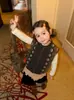 Novedades Otoño 2026 Estilo Coreano Ropa Infantil Niñas Chaleco de Punto con Patrón de Diamantes Retro Chaleco de Lana para Bebé