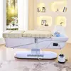 Cama de champú de spa para cabeza eléctrica de alta gama con baño de pies, circulación de agua, aromaterapia, altura ajustable y acabado de cuero impermeable