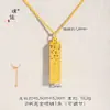Colar com Pingente de Barra de Ouro Quadrada Gelo Triturado Dourado Brilhante 24K, Corrente Clavicular Levemente Luxuosa para Mulheres, Mesmo Estilo da Loja de Ouro Puzuo