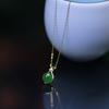 Colgante de jaspe natural en plata s925 con cadena tipo O para billetera, diseño de cadena de clavícula, estilo femenino con temperamento.
