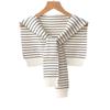 Lenço listrado de lã exterior xale feminino inverno de uso duplo ombro tricotado coreano nova primavera e outono cor sólida fino colarinho falso