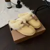 Pantuflas de lana Kraget para mujer con piel de vaca y pelo real, botas de nieve sin cordones, pantuflas peludas para exterior