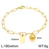 Pulsera Cuadrada de Moda con Letras Inglesas (26), Cadena Sencilla Tipo Clip Estilo Ins, Bola Redonda, Acero de Titanio Chapado en Oro de 18K