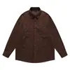 Camisa de Manga Larga Bordada Floral Estilo Retro Americano Yipinjia para Hombre Otoño Pareja Holgada Chaqueta Camisa de Pana Moderna