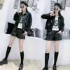 9256 Da Ai Mei Yuan 2025 Primavera Nueva Moda Suelta Adelgazante Chaqueta Corta de Cuero para Mujeres Petite Trendy