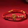 Pulseira de Corda Vermelha Tecida à Mão DIY Contas de Transferência Peixe Koi Pousando Pulseira do Ano de Nascimento Masculina e Feminina Presente para Melhor Amiga Atacado