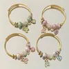 Pulsera de Acero Inoxidable Panjia de Venta Caliente Transfronteriza, Moderna y Dulce Colgante de Oso de Amor con Pedrería, Pulsera de Perlas de Alta Gama