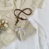 Bolso Tejido Estilo Vacaciones en la Playa para Mujer, Bolso de Paja Casual para la Costa, Bolso de Hombro Blanco Moderno y Elegante, Bolso Cruzado Versátil
