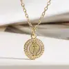 Cadena para Clavícula Vintage de Mujer Más Vendida Transfronteriza Aogu, Collar con Colgante Redondo Geométrico de Cobre Chapado en Oro de 18K con Circonita