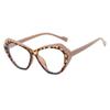 Gafas de Lluvia Estilo Nuevo Transfronterizo Europeo y Americano Bloques de Color Irregulares Ojo de Gato Antiluz Azul Lentes Lisos Marco Natural para Miopía